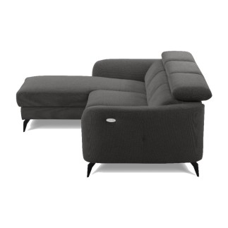 Canapé d'angle relax en cuir de luxe italien avec relax électrique, 5 places bertoni, gris clair, angle gauche - Mobilier Privé