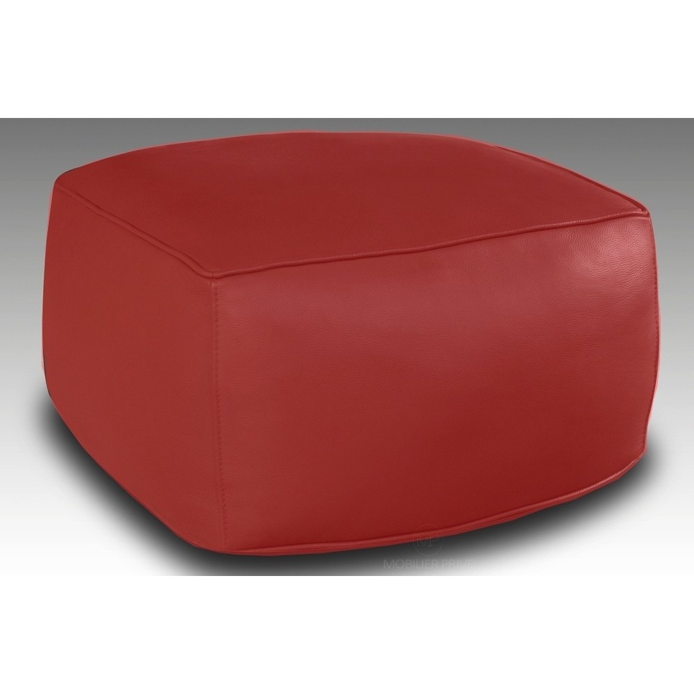 Grand pouf en cuir Magnum, rouge. Grand pouf en cuir Magnum, rouge.