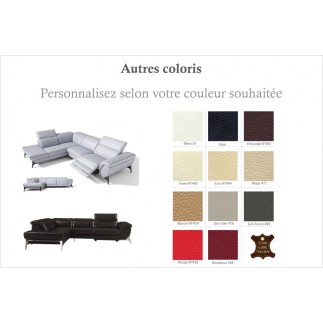 Canapé d'angle fonction relax en cuir italien 5 places CONFORTO, couleur personnalisée
