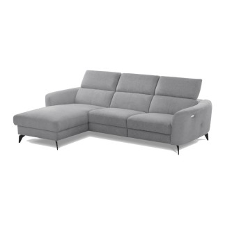 Canapé d'angle relax en cuir de luxe italien avec relax électrique, 5 places bertoni, gris clair, angle gauche - Mobilier Privé