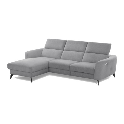 Canapé d'angle relax en cuir de luxe italien avec relax électrique, 5 places bertoni, gris clair, angle gauche - Mobilier Privé