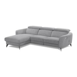 Canapé d'angle relax en cuir de luxe italien avec relax électrique, 5 places bertoni, gris clair, angle gauche - Mobilier Privé