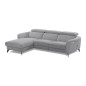 Canapé d'angle relax en tissu de luxe avec relax électrique, 5 places BEROLI, gris clair, angle gauche Canapé d'angle relax en tissu de luxe avec relax électrique, 5 places BEROLI, gris clair, angle gauche