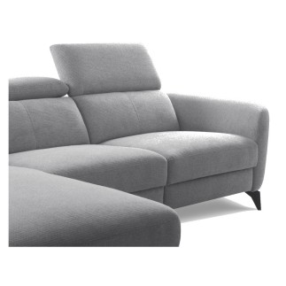 Canapé d'angle relax en cuir de luxe italien avec relax électrique, 5 places bertoni, gris clair, angle gauche - Mobilier Privé