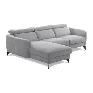 Canapé d'angle relax en cuir de luxe italien avec relax électrique, 5 places bertoni, gris clair, angle gauche - Mobilier Privé