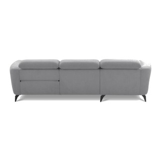 Canapé d'angle relax en cuir de luxe italien avec relax électrique, 5 places bertoni, gris clair, angle gauche - Mobilier Privé