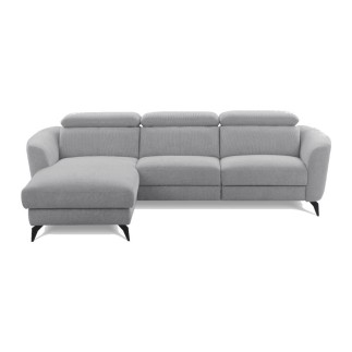 Canapé d'angle relax en cuir de luxe italien avec relax électrique, 5 places bertoni, gris clair, angle gauche - Mobilier Privé