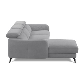 Canapé d'angle relax en cuir de luxe italien avec relax électrique, 5 places bertoni, gris clair, angle gauche - Mobilier Privé