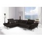 Canapé d'angle fonction relax en cuir italien 5 places CONFORTO, chocolat, angle gauche