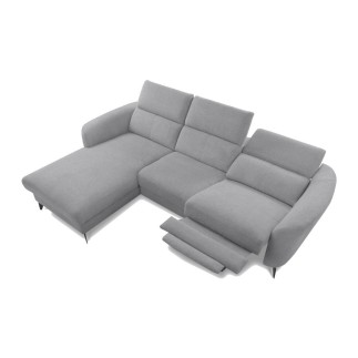 Canapé d'angle relax en cuir de luxe italien avec relax électrique, 5 places bertoni, gris clair, angle gauche - Mobilier Privé