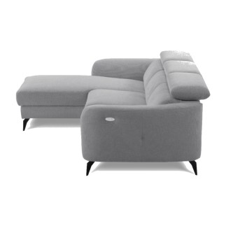 Canapé d'angle relax en cuir de luxe italien avec relax électrique, 5 places bertoni, gris clair, angle gauche - Mobilier Privé