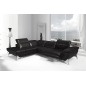 Canapé d'angle fonction relax en cuir italien 5 places CONFORTO, noir, angle gauche Canapé d'angle fonction relax en cuir italien 5 places CONFORTO, noir, angle gauche
