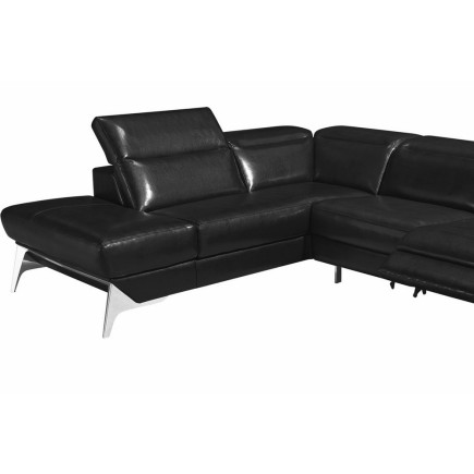Canapé d'angle fonction relax en cuir italien 5 places CONFORTO, noir, angle gauche
