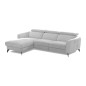 Canapé d'angle relax en tissu de luxe avec relax électrique, 5 places BEROLI, gris clair, angle gauche Canapé d'angle relax en tissu de luxe avec relax électrique, 5 places BEROLI, gris clair, angle gauche