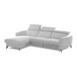 Canapé d'angle relax en tissu de luxe avec relax électrique, 5 places BEROLI, gris clair, angle gauche Canapé d'angle relax en tissu de luxe avec relax électrique, 5 places BEROLI, gris clair, angle gauche
