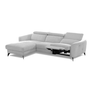 Canapé d'angle relax en cuir de luxe italien avec relax électrique, 5 places bertoni, gris clair, angle gauche - Mobilier Privé