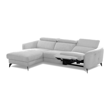Canapé d'angle relax en cuir de luxe italien avec relax électrique, 5 places bertoni, gris clair, angle gauche - Mobilier Privé