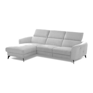 Canapé d'angle relax en cuir de luxe italien avec relax électrique, 5 places bertoni, gris clair, angle gauche - Mobilier Privé