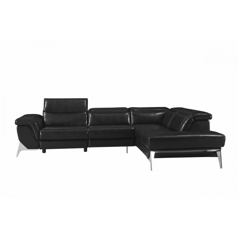 Canapé d'angle fonction relax en cuir italien 5 places CONFORTO, noir, angle droit Canapé d'angle fonction relax en cuir italien 5 places CONFORTO, noir, angle droit