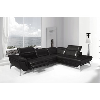 Canapé d'angle fonction relax en cuir italien 5 places CONFORTO, noir, angle droit