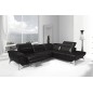 Canapé d'angle fonction relax en cuir italien 5 places CONFORTO, noir, angle droit Canapé d'angle fonction relax en cuir italien 5 places CONFORTO, noir, angle droit