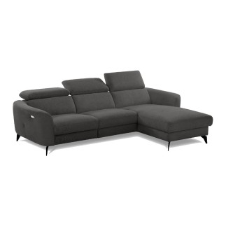 Canapé d'angle relax en cuir de luxe italien avec relax électrique, 5 places bertoni, gris clair, angle gauche - Mobilier Privé