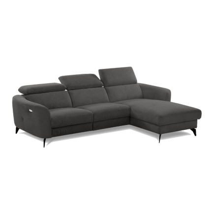 Canapé d'angle relax en cuir de luxe italien avec relax électrique, 5 places bertoni, gris clair, angle gauche - Mobilier Privé