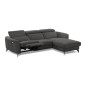 Canapé d'angle relax en tissu de luxe avec relax électrique, 5 places BEROLI, gris foncé, angle droit