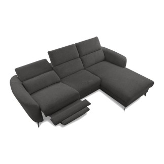 Canapé d'angle relax en cuir de luxe italien avec relax électrique, 5 places bertoni, gris clair, angle gauche - Mobilier Privé