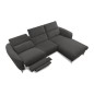 Canapé d'angle relax en tissu de luxe avec relax électrique, 5 places BEROLI, gris foncé, angle droit