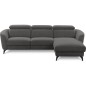 Canapé d'angle relax en tissu de luxe avec relax électrique, 5 places BEROLI, gris foncé, angle droit