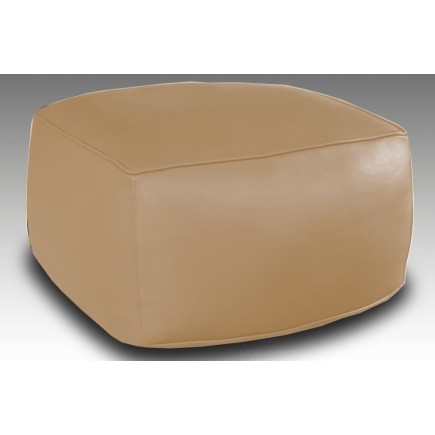 Grand pouf en cuir Magnum, beige.