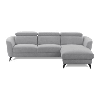 Canapé d'angle relax en cuir de luxe italien avec relax électrique, 5 places bertoni, gris clair, angle gauche - Mobilier Privé