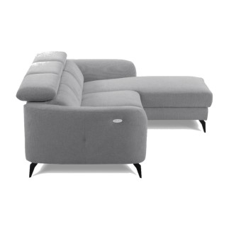 Canapé d'angle relax en cuir de luxe italien avec relax électrique, 5 places bertoni, gris clair, angle gauche - Mobilier Privé
