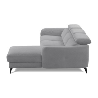 Canapé d'angle relax en cuir de luxe italien avec relax électrique, 5 places bertoni, gris clair, angle gauche - Mobilier Privé