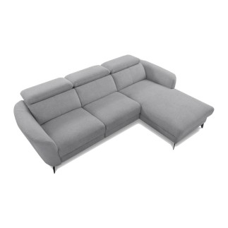 Canapé d'angle relax en cuir de luxe italien avec relax électrique, 5 places bertoni, gris clair, angle gauche - Mobilier Privé