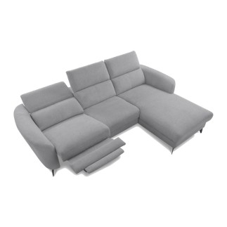 Canapé d'angle relax en cuir de luxe italien avec relax électrique, 5 places bertoni, gris clair, angle gauche - Mobilier Privé