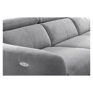 Canapé d'angle relax en cuir de luxe italien avec relax électrique, 5 places bertoni, gris clair, angle gauche - Mobilier Privé