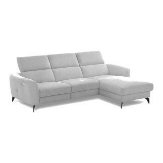 Canapé d'angle relax en cuir de luxe italien avec relax électrique, 5 places bertoni, gris clair, angle gauche - Mobilier Privé