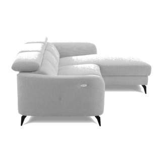 Canapé d'angle relax en cuir de luxe italien avec relax électrique, 5 places bertoni, gris clair, angle gauche - Mobilier Privé