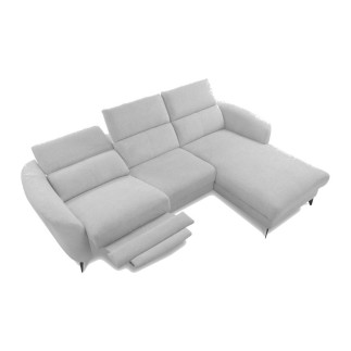 Canapé d'angle relax en cuir de luxe italien avec relax électrique, 5 places bertoni, gris clair, angle gauche - Mobilier Privé
