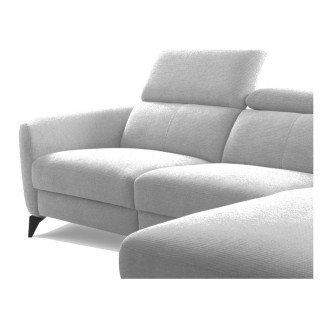 Canapé d'angle relax en cuir de luxe italien avec relax électrique, 5 places bertoni, gris clair, angle gauche - Mobilier Privé