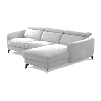 Canapé d'angle relax en cuir de luxe italien avec relax électrique, 5 places bertoni, gris clair, angle gauche - Mobilier Privé