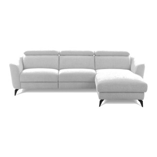 Canapé d'angle relax en cuir de luxe italien avec relax électrique, 5 places bertoni, gris clair, angle gauche - Mobilier Privé
