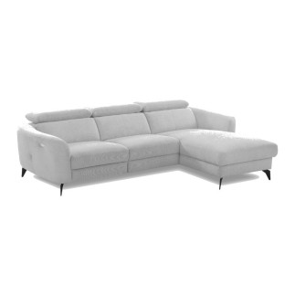 Canapé d'angle relax en cuir de luxe italien avec relax électrique, 5 places bertoni, gris clair, angle gauche - Mobilier Privé