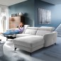 Canapé d'angle relax en tissu de luxe avec relax électrique, 5 places BEROLI, gris clair, angle droit Canapé d'angle relax en tissu de luxe avec relax électrique, 5 places BEROLI, gris clair, angle droit