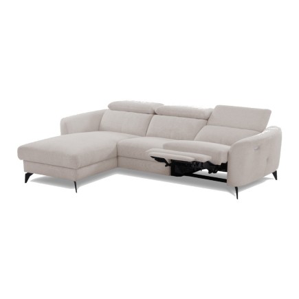 Canapé d'angle relax en cuir de luxe italien avec relax électrique, 5 places bertoni, gris clair, angle gauche - Mobilier Privé