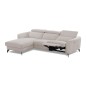 Canapé d'angle relax en tissu de luxe avec relax électrique, 5 places BEROLI, beige clair, angle gauche