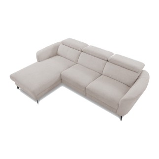 Canapé d'angle relax en cuir de luxe italien avec relax électrique, 5 places bertoni, gris clair, angle gauche - Mobilier Privé