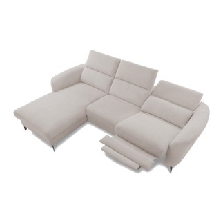 Canapé d'angle relax en cuir de luxe italien avec relax électrique, 5 places bertoni, gris clair, angle gauche - Mobilier Privé